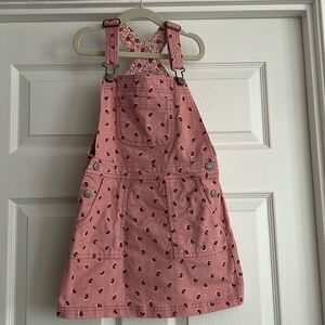 Mini Boden pink corduroy dress with floral design in size 6-7